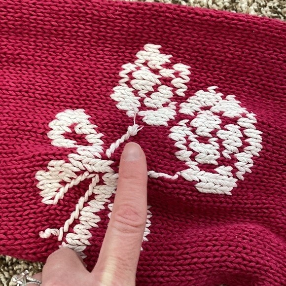 Vintage Cie International Magenta Pink Beaded Floral Hand-Knitted Sweater XS - Picture 12 of 14